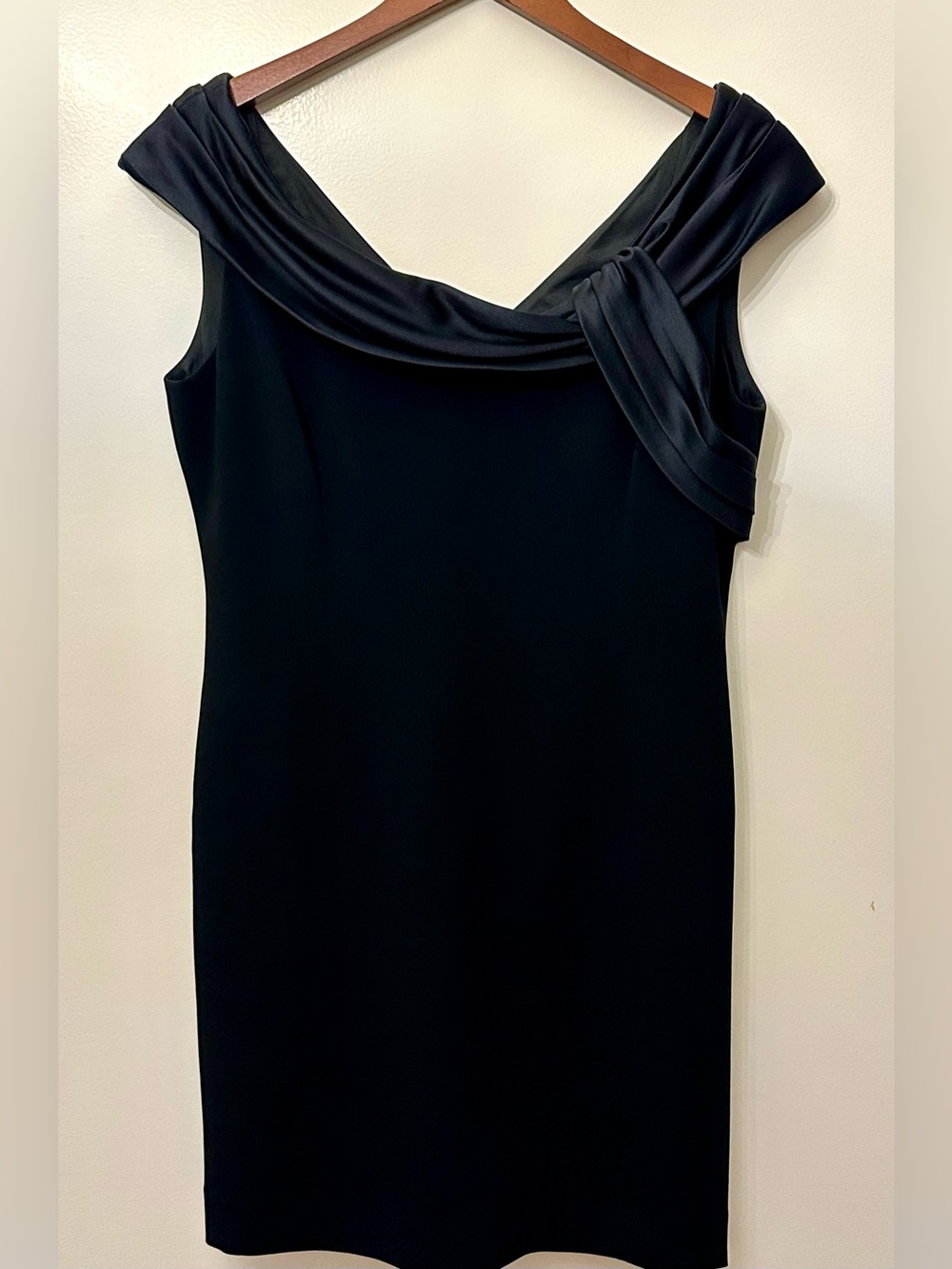 Elegant Black Sleeveless Draped Neck Dress